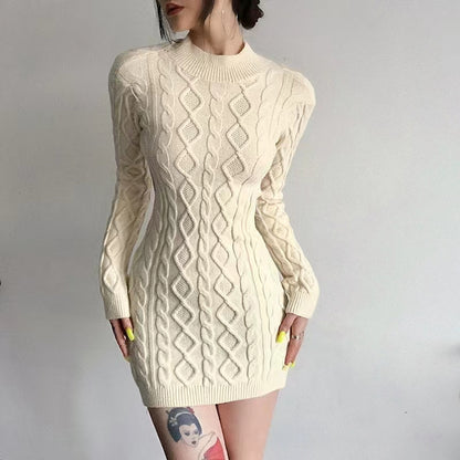 backless slim-fit hip-wrapping sweater dress