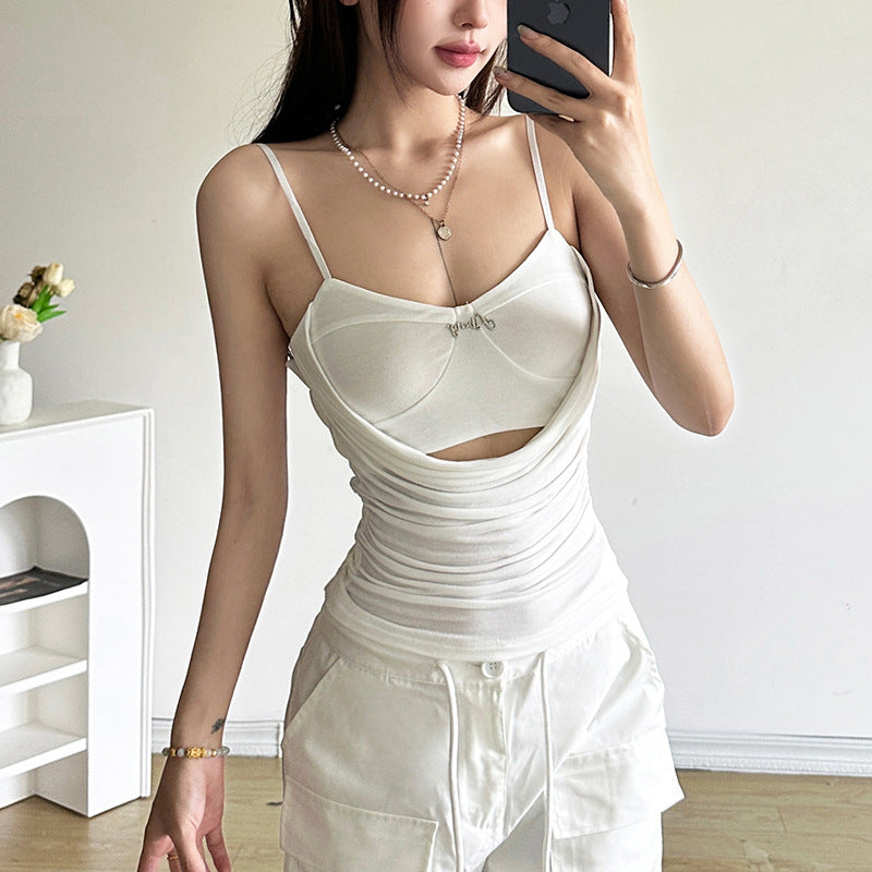Pure lust wind splicing fake two slim camisole