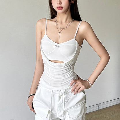 Pure lust wind splicing fake two slim camisole